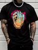 Colorful Baseball Glove Drip Splash Graphic Unisexs Cotton Crew Neck Tee Short Sleeve Loose Casual Daily Street Male Wear Top