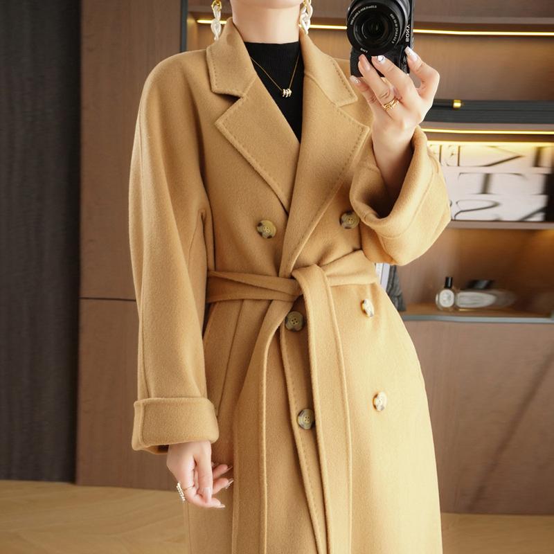 Женское пальто из 100% шерсти TIDENOVEL Осеннее шерстяное длинное пальто Ручной работы Пальто-бушлат Зимняя теплая шерстяная длинная куртка Пальто