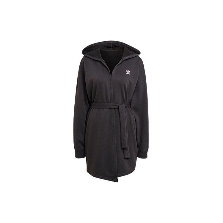 Adidas Оригинальное платье-худи Однотонное С завязками Спортивное Платье А-силуэта Женские платья Черный HU1636