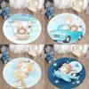 Round Rug Cartoon Animal Print Pattern Floor Mat Children's Bathroom Kitchen Living Room Bedroom Home Decoration Rug