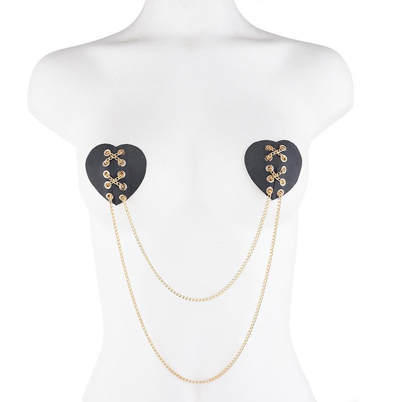Reusable Leather Silicone Nipple Cover Chain Bondage Choker Sexy Nipple Pasties Lingerie Intimate Accessories for Costume Party