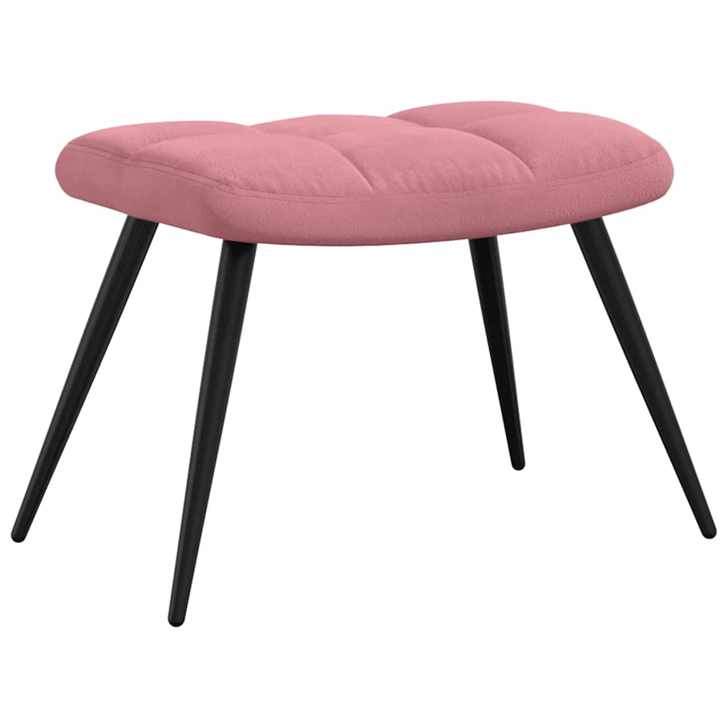 Pink Velvet Relaxing Armchair with Footstool