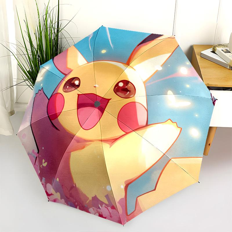 Узор Пикачу, автоматический складной зонт, портативная и складная конструкция, 8 спиц, рождественский или день рождения подарок.