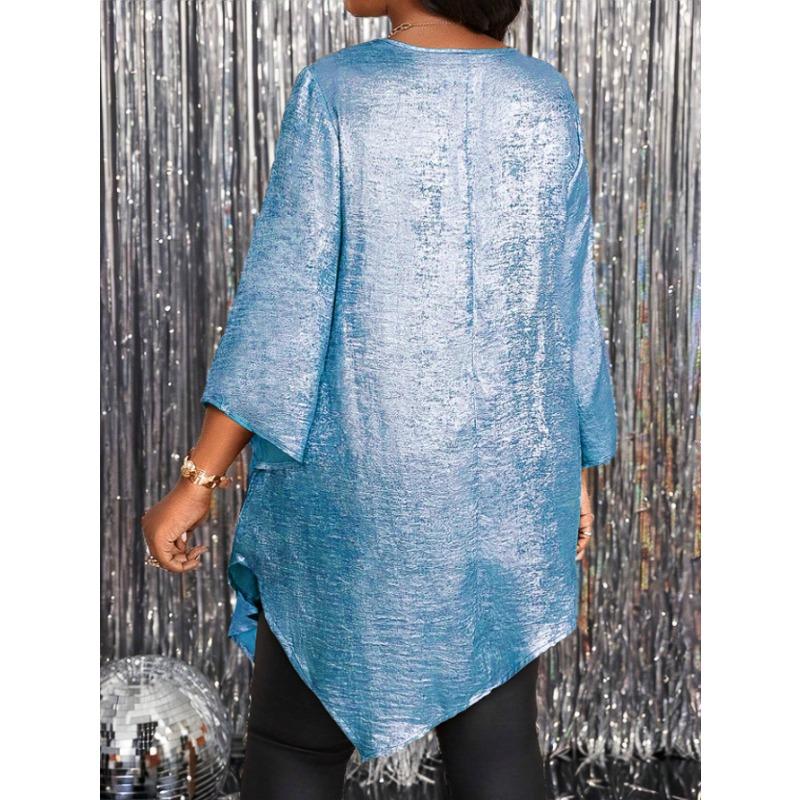 Women's Summer Loose Casual Crew Neck Seven-point Sleeve T-shirt