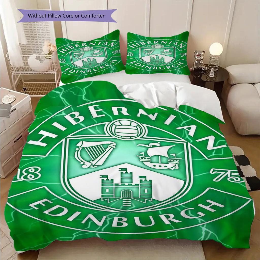 Hibernian Edinburgh Heritage Emblem Three-piece set (1 * duvet cover + 2 * pillowcase, without core) 2D Flat Bedding set Christmas birthday gift