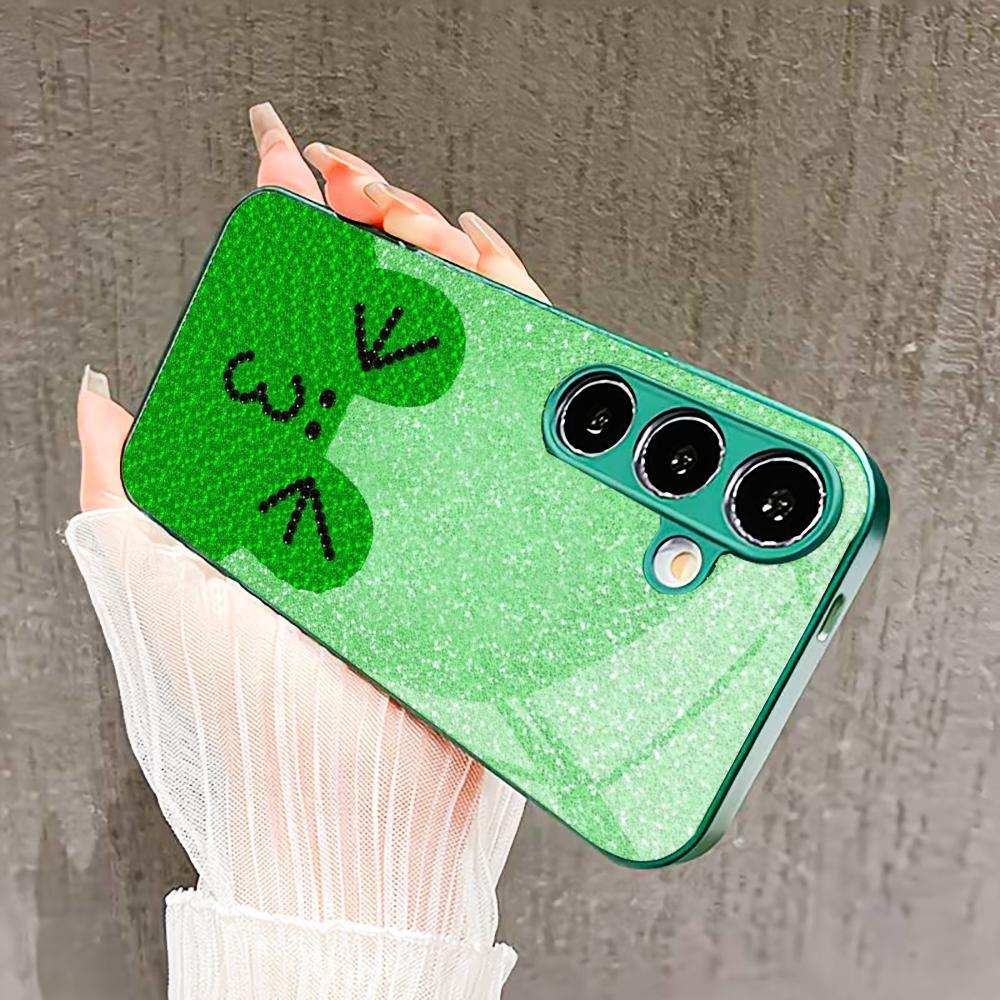 Хит продаж Милая лягушка Стеклянный чехол для телефона для Samsung Galaxy S26 S25 S24 S23 S22 FE Ultra Plus Встроенное стекло зеленое Изысканный