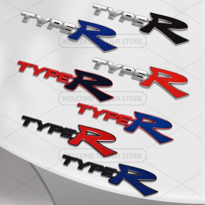 QLN2 Car 3D Metal Type R Body Emblem Badge Decals Auto Tail Sticker For Honda Civic Typer Vezel CRV HRV Jazz Fit Accord VTEC Pilot