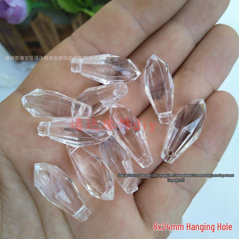 Crystal Pillar Lampshade Beaded Curtain Accessories - 8x24MM Water Drop Transparent Acrylic Loose Beads Pendants