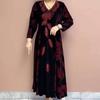 Women's Retro Dress with Waist Cinching, Plus Size Breathable Long Dress Plus Size Dress