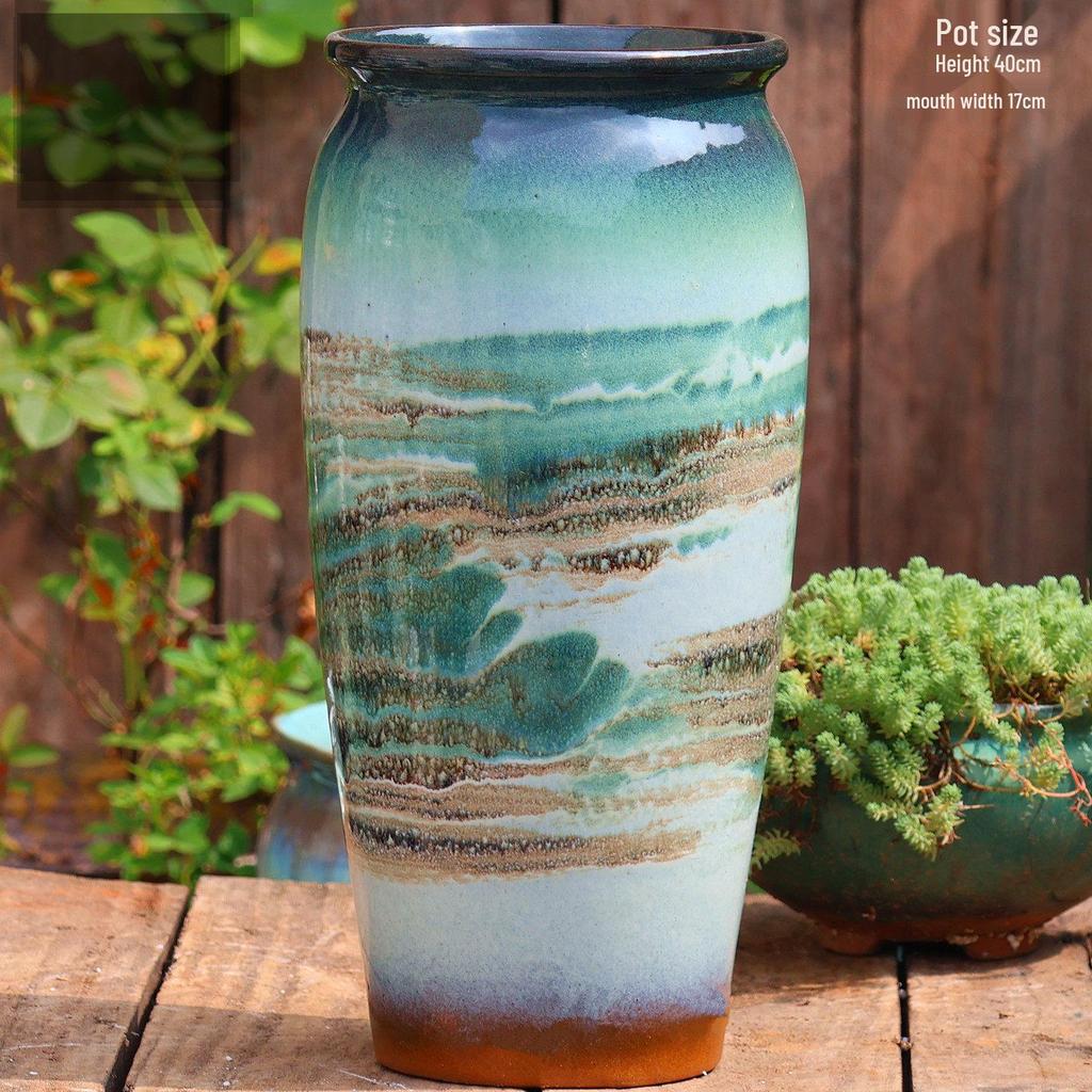 Large Handmade Ceramic Pottery Planter for Courtyard Landscaping - Ideal for Tall Orchids and Bougainvillea