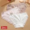 3PCS/Set Seamless Panties Ice Silk Lace Perspective Briefs Ultra Thin Breathable Underwear Cool Summer Female Sexy Lingerie