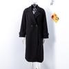 Женская мода шерстяная смесь теплое длинное пальто осень-зима свободный карман двубортный пиджак элегантное пальто с лацканами