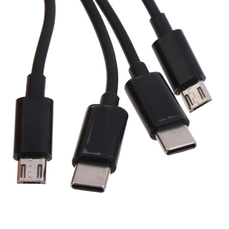 4-в-1 Многофункциональный USB C Зарядный Кабель с разъемами USB C Micro USB для Зарядки Мобильного Телефона Планшета