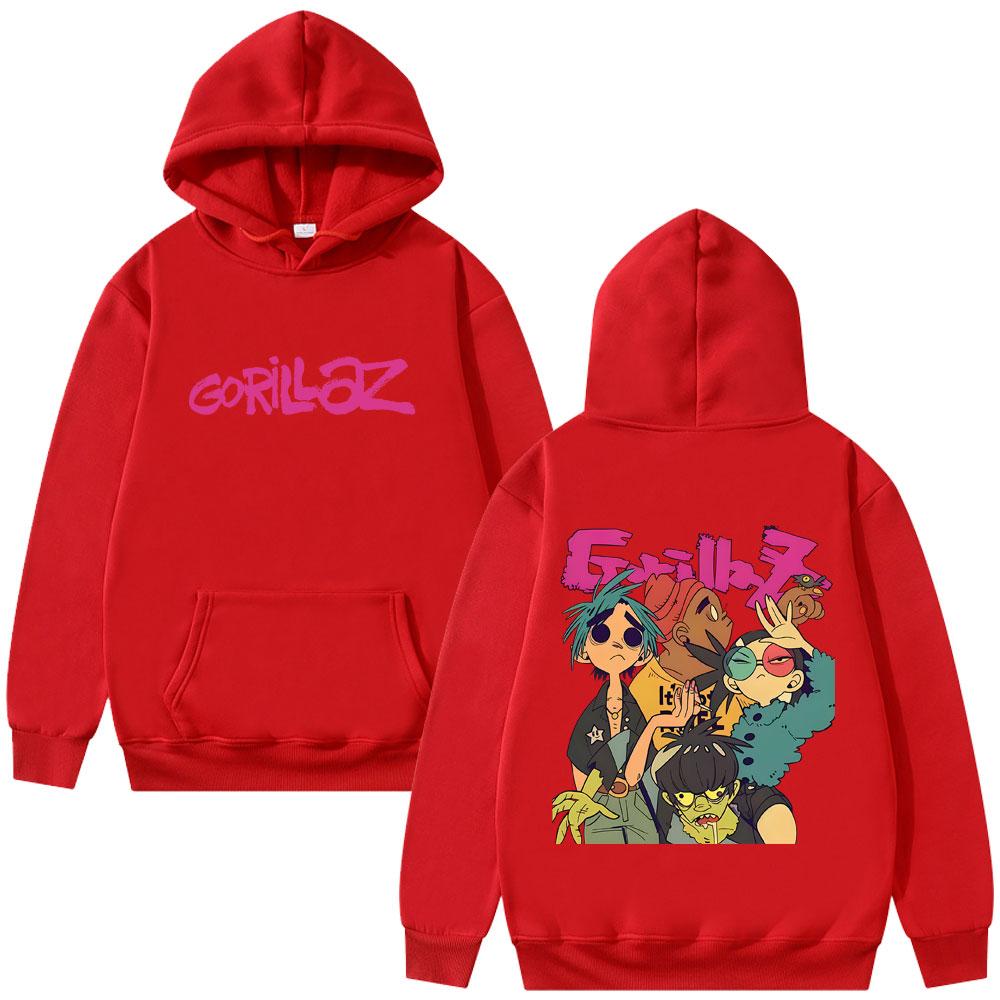 Худи Gorillaz Мужское Женское Хип-Хоп Мода Оверсайз Флисовые Худи Мужская Готика Рок Альтернативная Толстовка с Капюшоном