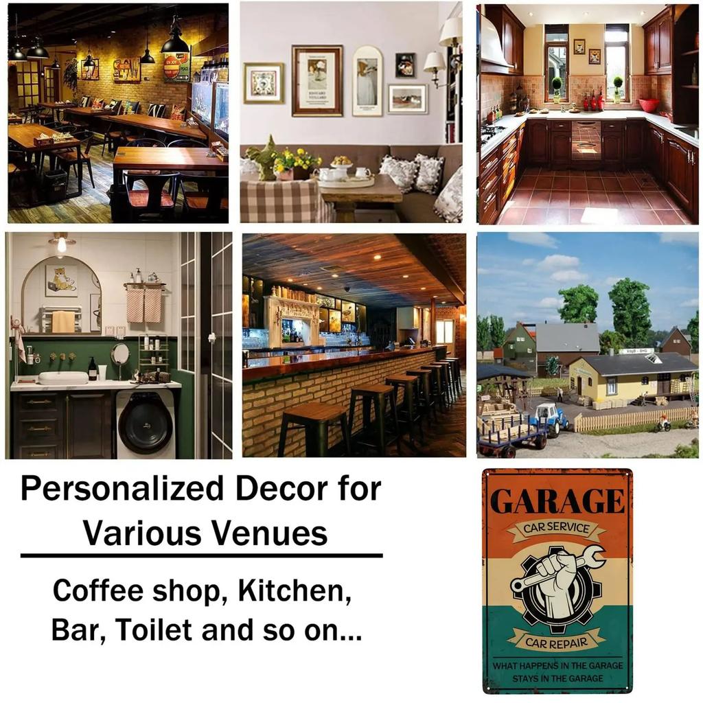 1pc, Full Service Garage Sign,Mechanic Car Service Parts Repairs Vintage Metal Signs for Cafe Bar Shop Wall Decor 8x12 Inch