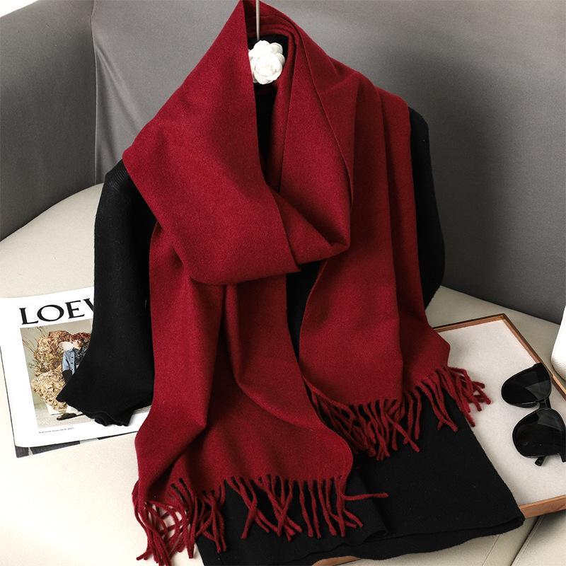 62Color Solid Women Winter Scarf Теплый Утолщенный Кашемировый Шаль Уличная Мода Роскошные Кисточки Пашмина Дамская Накидка Ветрозащитные Шарфы