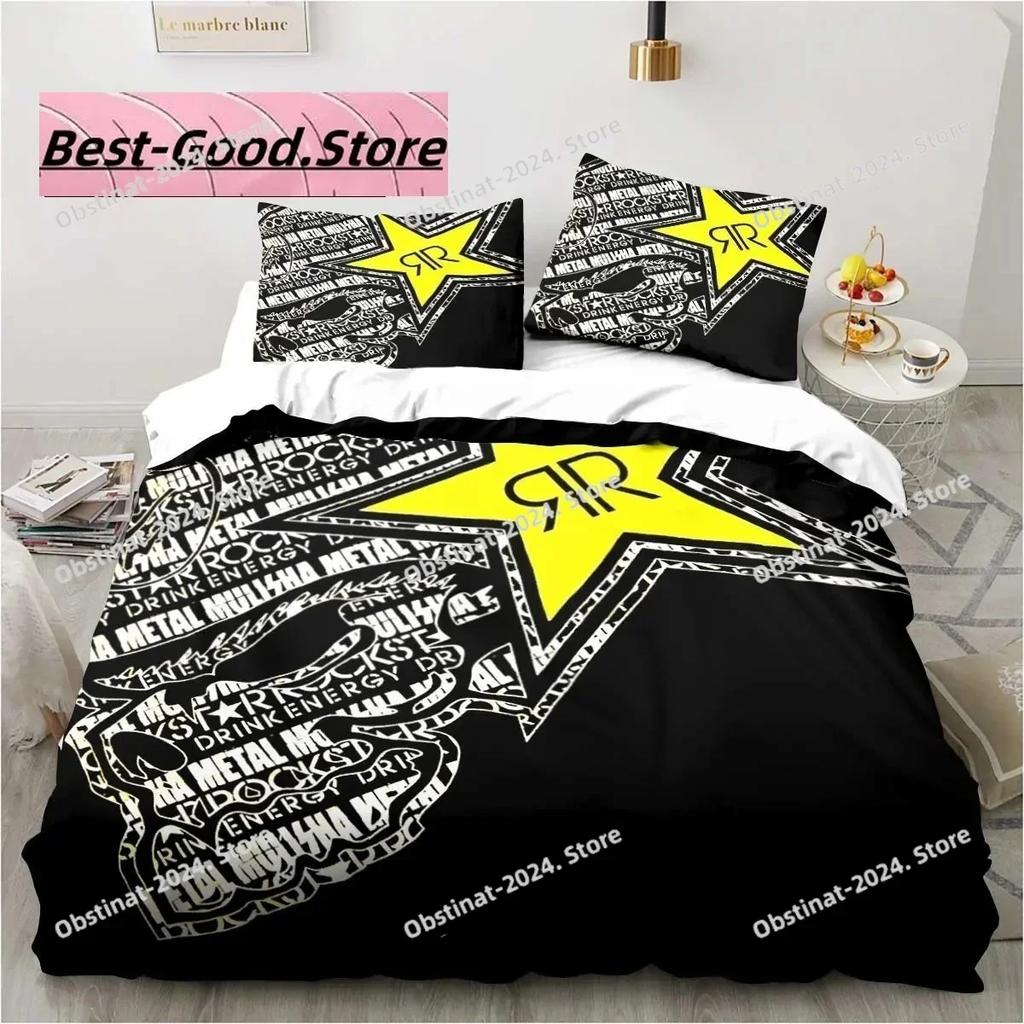 3D Печать Постельное белье с логотипом R-Rockstar Energy Комплекты Пододеяльник Наволочка Односпальный Двуспальный Queen Super King Размеры Комплекты