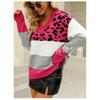 Women S V Neck Leopard Print Loose Knit Sweater