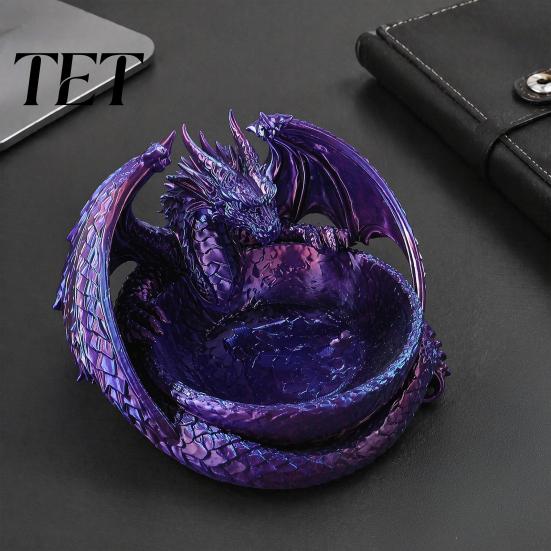 Tabletop Trinket Tray 3D Printed Dragon Jewelry Tray, Fantasy Catchall, Gothic Key Handmade Resin Alternative Holder, Medieval Desktop Storage