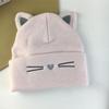 Cute Cat Ear Embroidered Knit Beanie - Women's Warm Winter Hat
