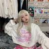 Harajuku Kawaii, милая футболка с принтом для девочек из мультфильма «Аниме», белые футболки с длинными рукавами, женские милые топы, свободные пуловеры, женская одежда