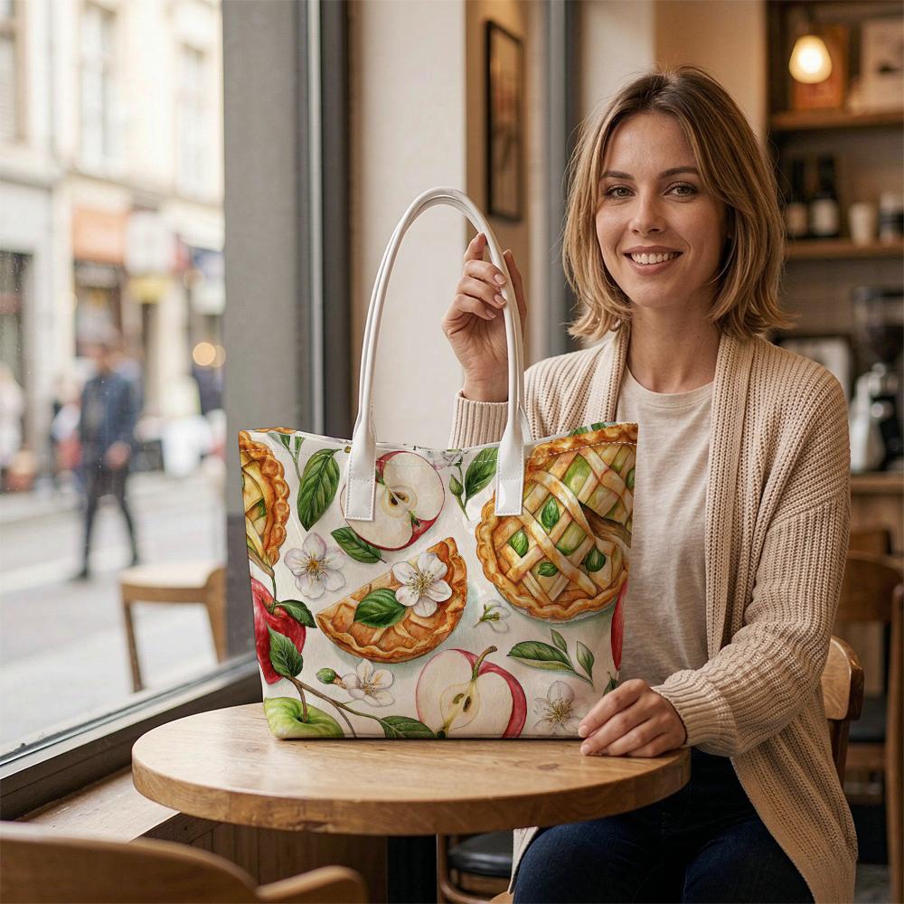 Сумка-тоут с рисунком яблочного пирога, портативная повседневная сумка через плечо для покупок