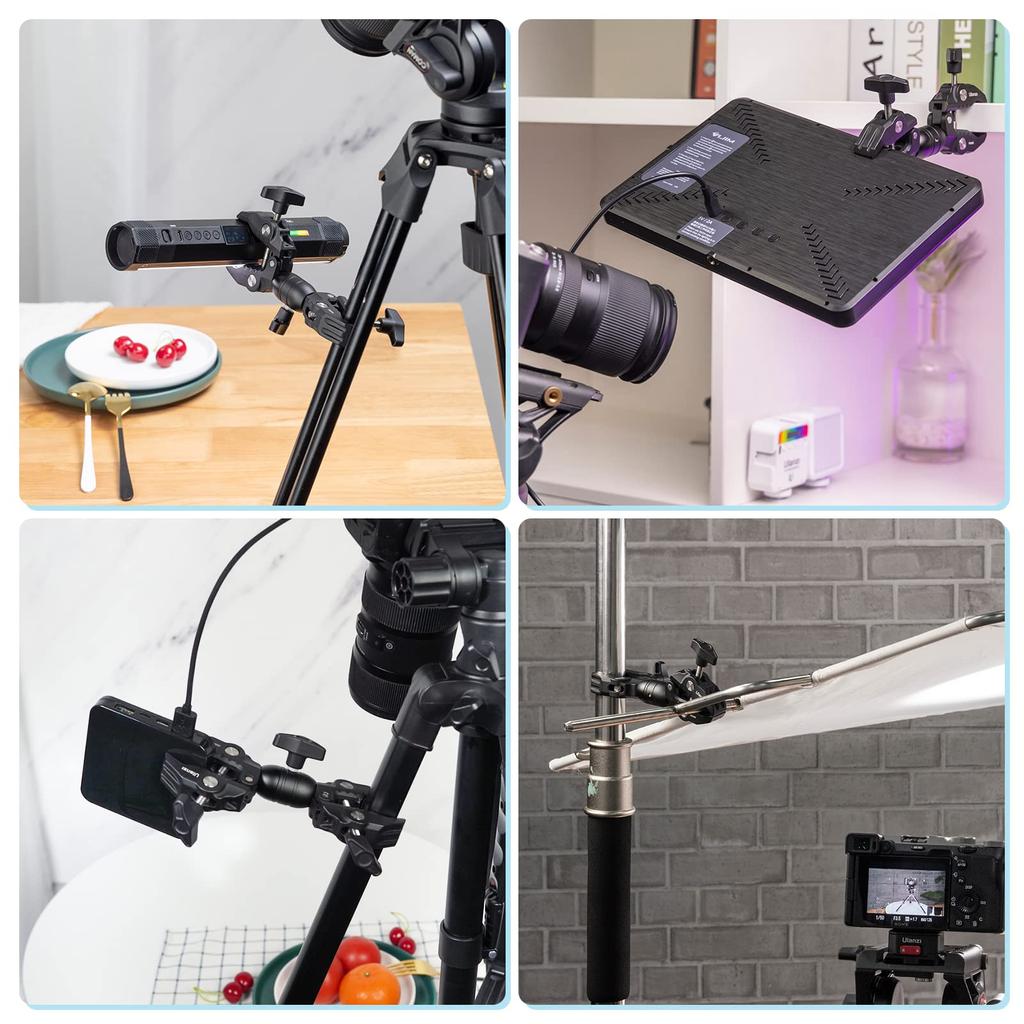 Ulanzi Double Super Clamp Двойной зажим Magic Arm Головной кронштейн Crab Scissor Clamp Фотоосветительное оборудование Фиксация Поворот Угол Регулировки Стола