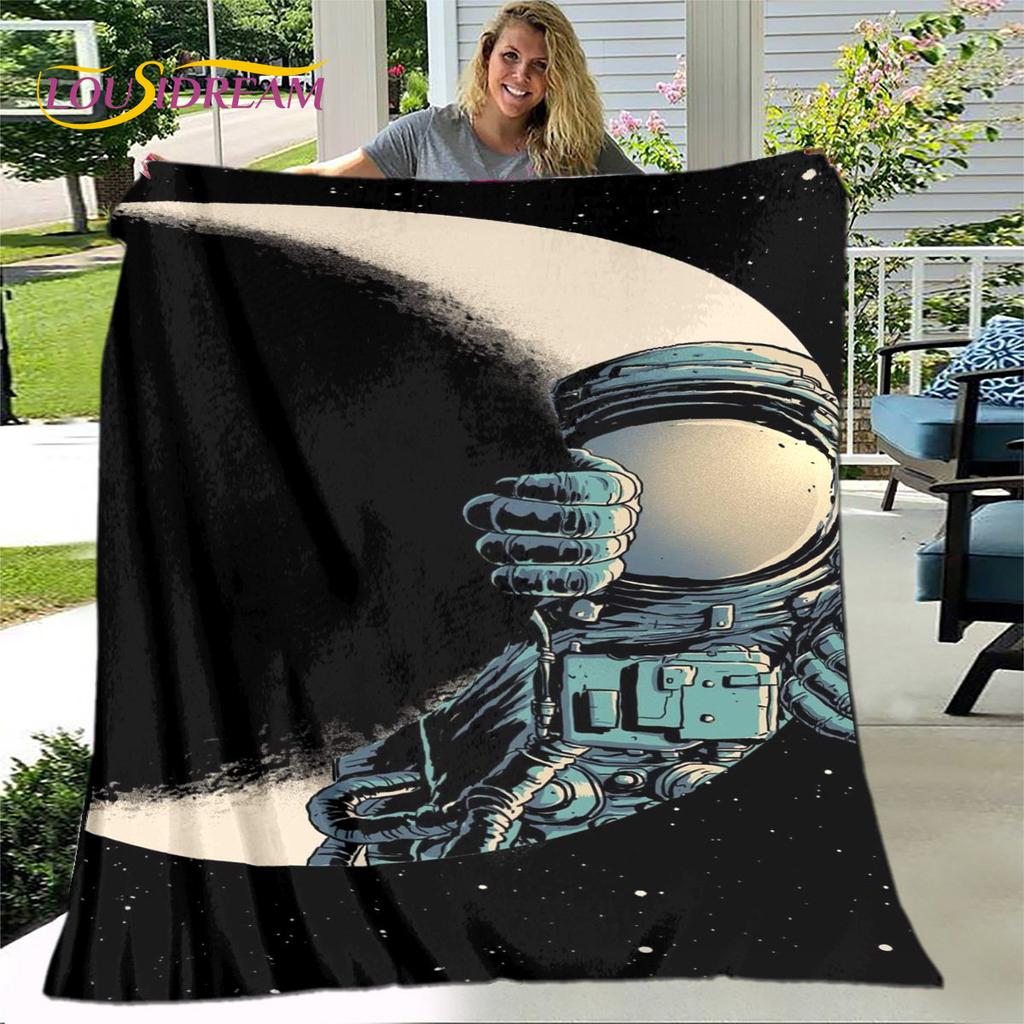 Детское мультяшное одеяло с изображением астронавта из космоса, фланелевое одеяло, мягкое теплое одеяло для гостиной, спальни, дивана, подарок