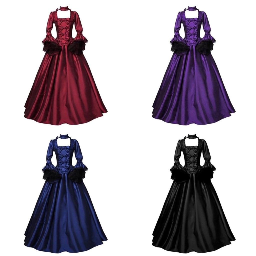 Fashionable 2020wish Medieval Inspired Lace Patch Bell Sleeve Long Dress Collection