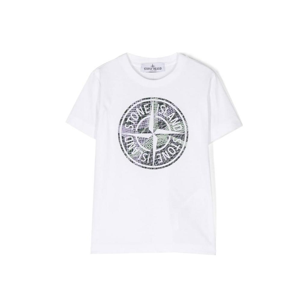 STONE ISLAND Футболка Ss23 С принтом Хлопок Короткий рукав Детские топы Белый 781621072-V0001