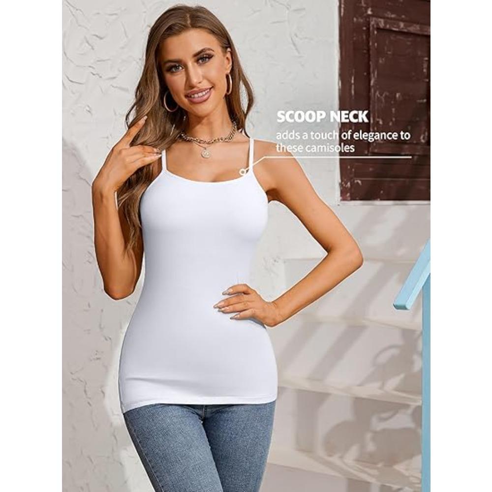 CHARMLEAKS Женские хлопковые майки на бретелях с поддерживающим топом, однотонные, с регулируемыми бретелями-спагетти, 3 штуки(Без подкладки)