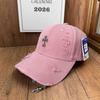 ins retro pendant cap washed old ripped baseball cap metal cross atmosphere men's and women's hats