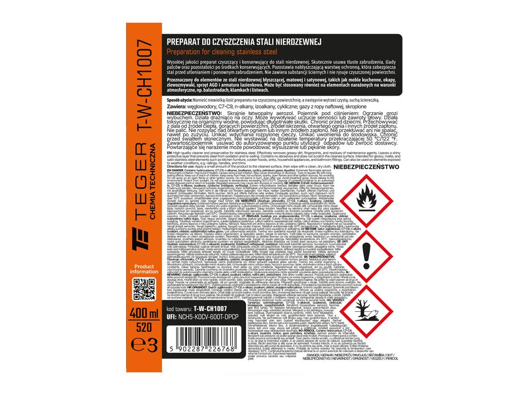 Preparat Do Czyszczenia Stali Nierdzewnej 400 Ml / Teger