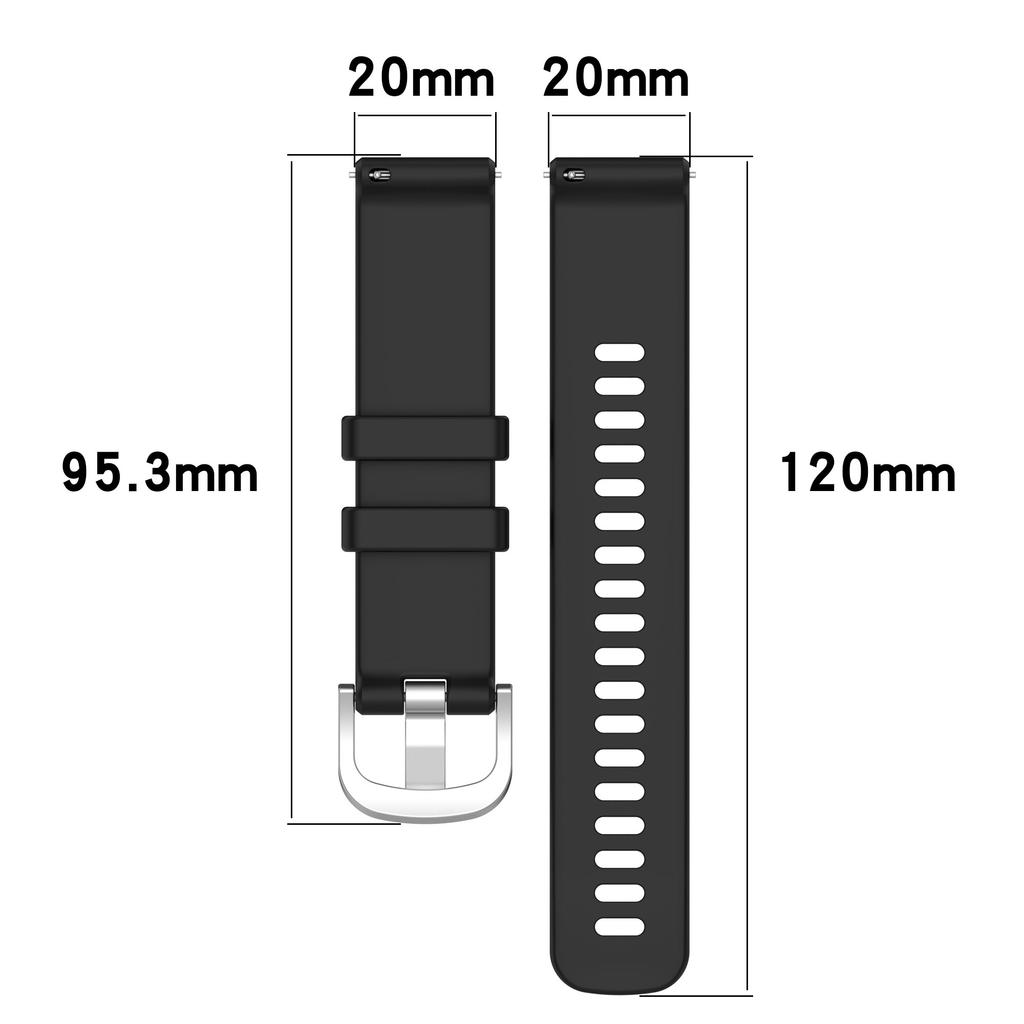 20mm Glossy Watch Band for Garmin Forerunner 570 42mm/Forerunner 245/Approach S50 Adjustable Silicone Strap