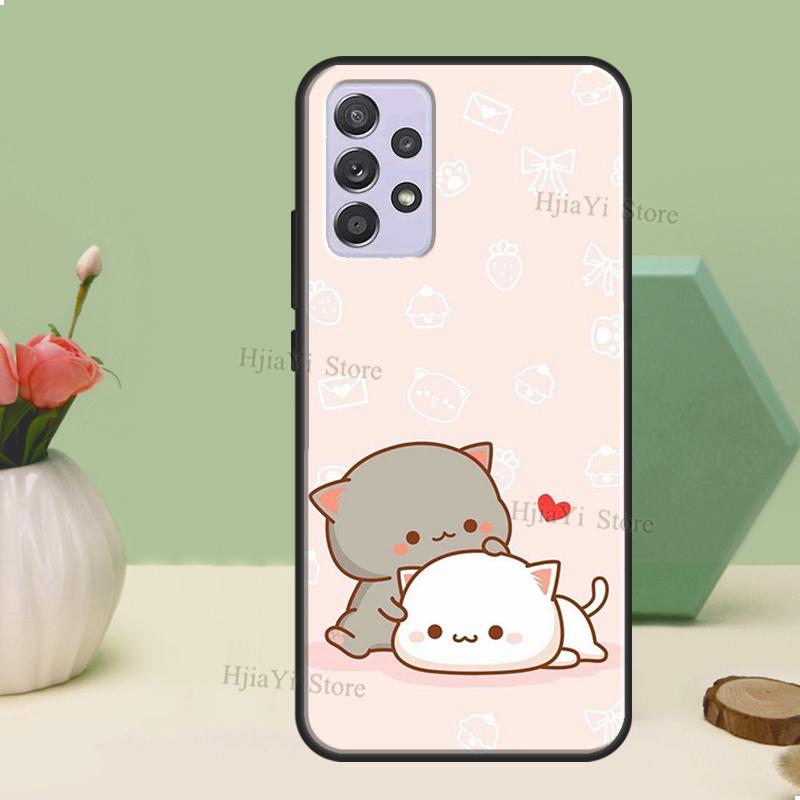 Peach And Goma Cat Case For Samsung A21S A20S A30S A03S A50 A70 A52 A72 A32 A22 A12 A31 A71 A51 Phone Shell