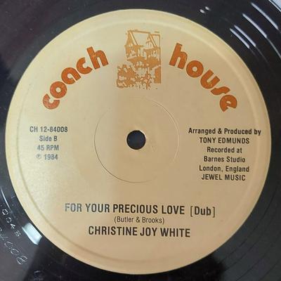 12-дюймовая пластинка CHRISTINE JOY WHITE - For Your Precious Love CH1284008 Coach House 1984 Канада Регги, Ска и Даб Б/у
