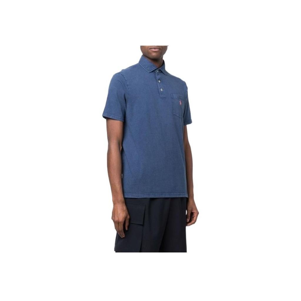 Polo Ralph Lauren Solid Color Cotton Linen Short Sleeve Polo Shirt Men Tops Blue 710860390001LIGHT
