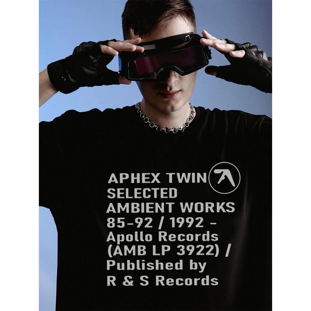 Мужская футболка Aphex Twin Хлопок Графическая Оверсайз Корейская Мода Топы Футболки Y2k Уличная Одежда Эстетика Харадзюку