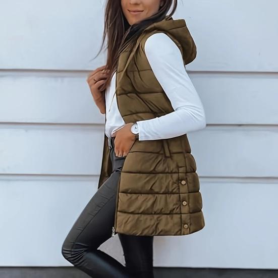 Women'S Puffer Vest Casual Zip Up Quilted Padded Vest Hooded