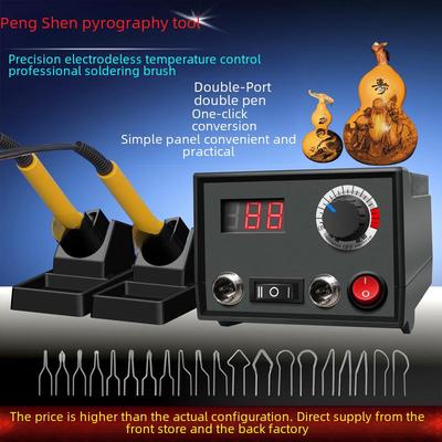 Набор инструментов для пирографии Pengjia Professional: Машина для гравировки и выжигания по дереву с контролем температуры, электрическим утюгом и щетками для тыквы