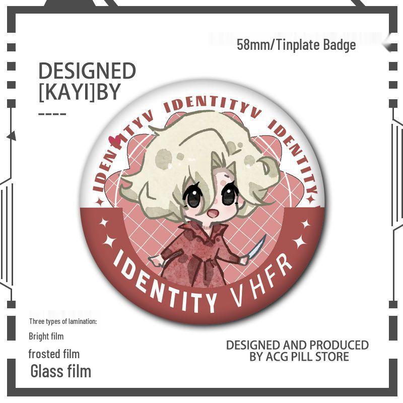 Identity V Q Version Fanmade Badges: Antique Dealer, Fisherman, Emblems, Embalmer, Prisoner, Perfumer, Laser Grains.