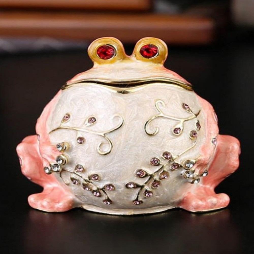 Inlaid Rhinestones Animal Figurine Trinket Box Decorative Figurine Box Dresser Tabletop Display