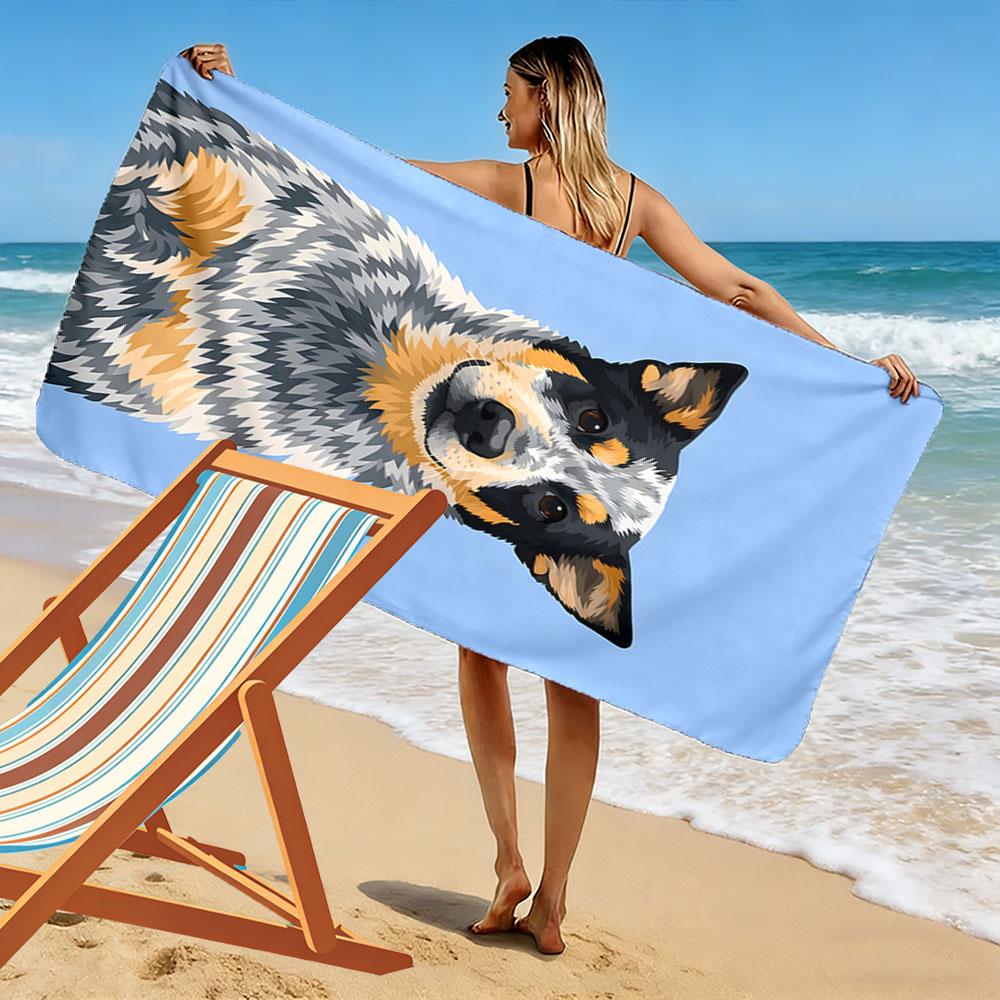 Charming canine portrait elegance Print beach towel, quick drying, suitable for travel, outdoor sports, jogging, the beach and swimming, gift