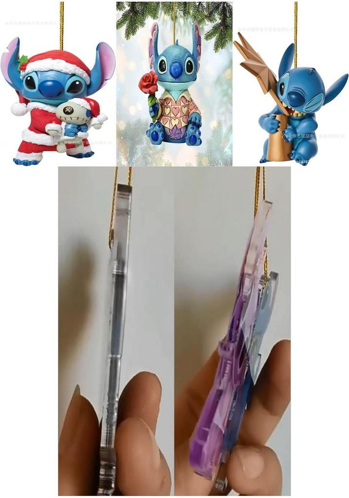 Enchanting Cartoon Anime Stitch Acrylic Pendant Christmas Tree Decoration Diy Crafts