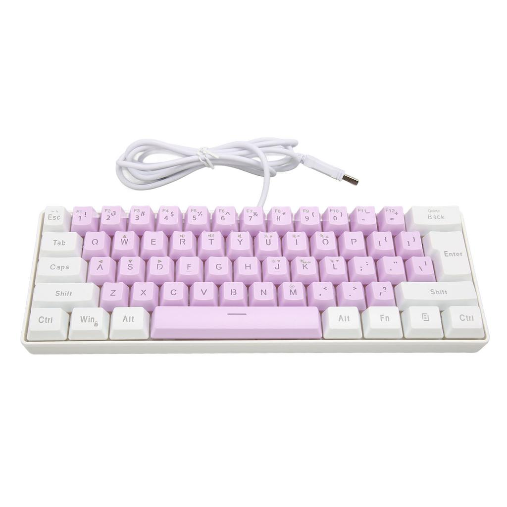 Игровая клавиатура USB 61 клавиша RGB-подсветка Эргономичная Контрастный цвет Компактная Проводная клавиатура для настольного компьютера ноутбука Белая