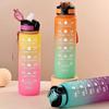 1000ml Colorful Frosted Water Bottle Motivational Drinking Bottle Sports Water Bottle With Time Marker Portable Reusable Cups