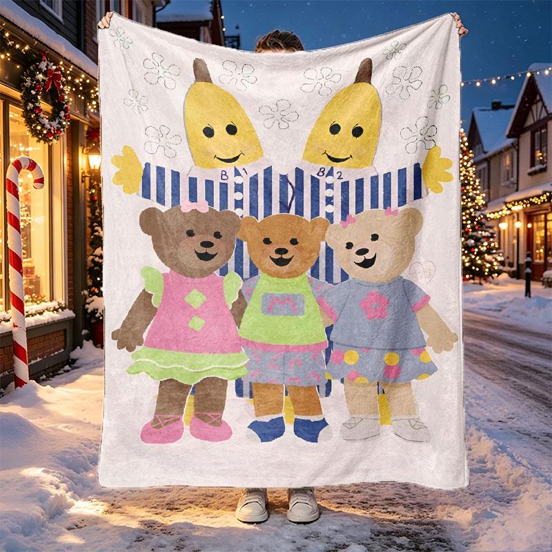 Bananas in Pyjamas Pattern Blanket for Home Decoration, Bed, Sofa, Car Travel, Camping, Suitable for All Seasons, Birthday Christmas Gift