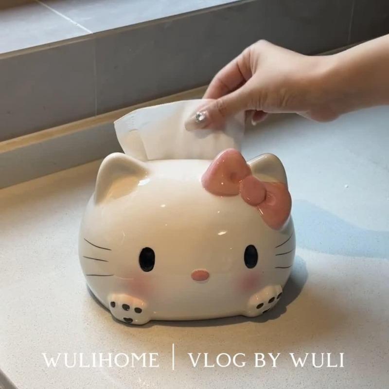 Sanrio Hello Kitty Коробочка для салфеток Милый мультяшный Новый стиль Картонная коробка Семейные украшения Товары первой необходимости Кавайный Горячая распродажа Креативный