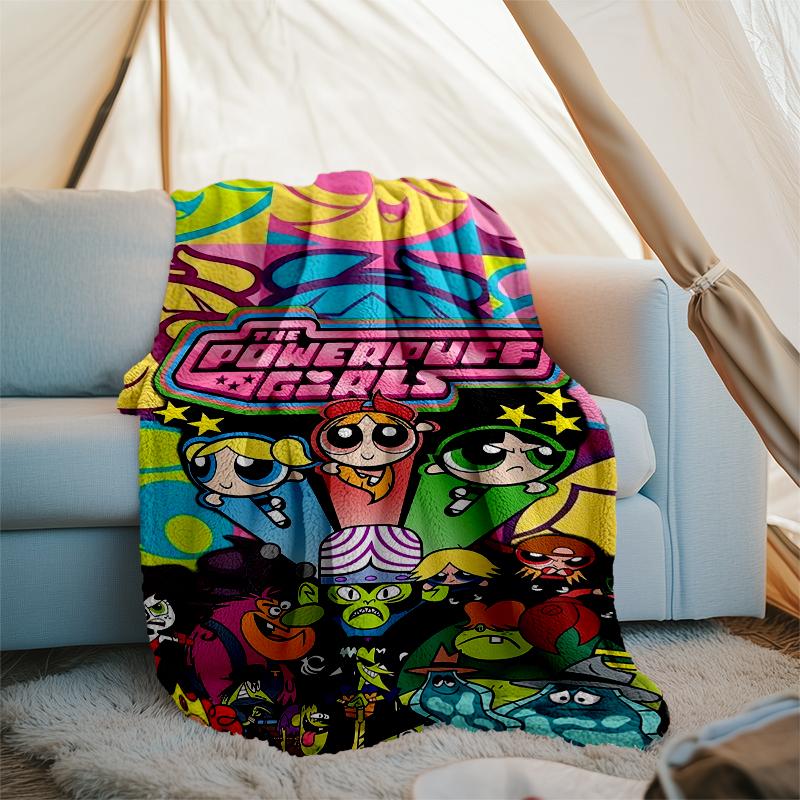 The Powerpuff Girls Theme Printed Blanket - Perfect for Couch, Bed, Travel & Outdoor Use | Machine Washable, Cozy & Durable.