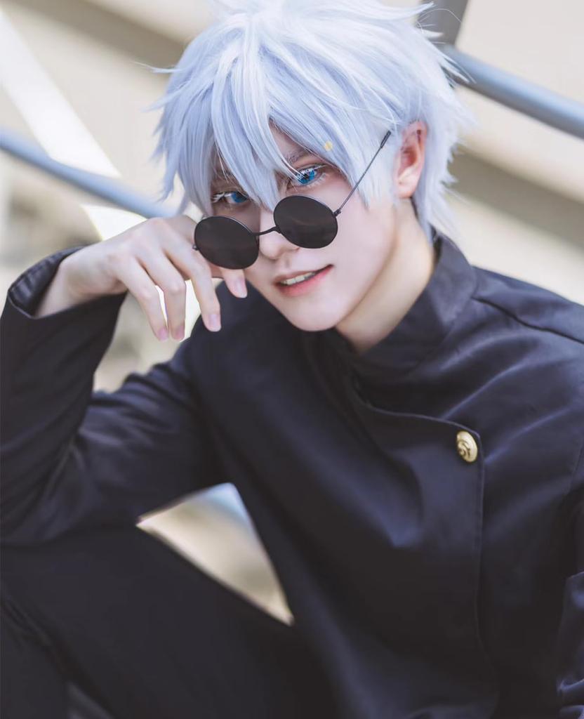 Костюм для косплея Сатору Годзё с париком Форма технического колледжа Токио Дзюдзюцу для взрослых Костюм для косплея Сатору Годзё Костюм для косплея Сатору Годзё